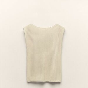 Zara sleeveless sequins knit top in cream color S